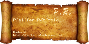 Pfeiffer Rátold névjegykártya